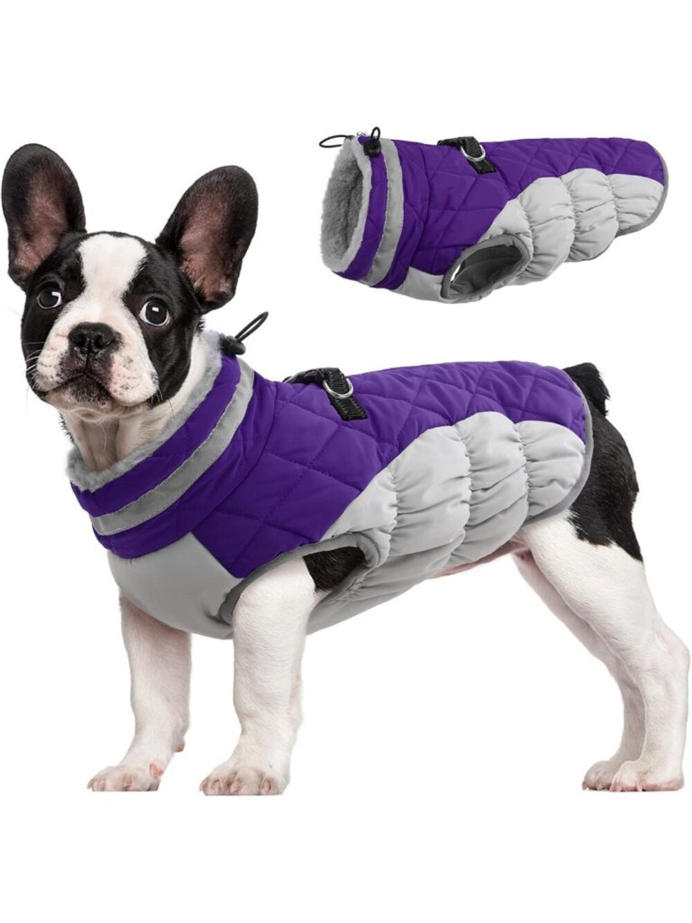Cozy Fleece Dog Winter Jacket for Medium Dogs with Harness - Warm Pet Coat